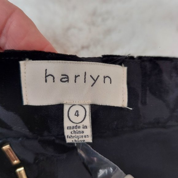 NWT Harlyn by Anthropologie Sienna Black Velvet Burnout Pants  SZ 4 - Picture 8 of 13